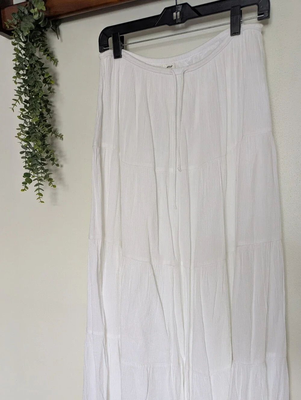 Aerie White Tiered Maxi Skirt NWT Large | Boho Cottagecore Coastal Summer